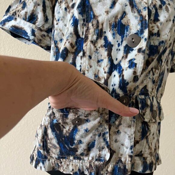 Women's Chico's  multi-color short sleeve cotton jacket Sz 0 - Picture 8 of 8